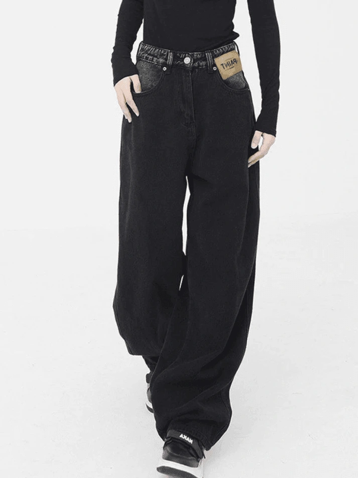 Vintage sorte boyfriend jeans: Klassisk coolness i slidt look.